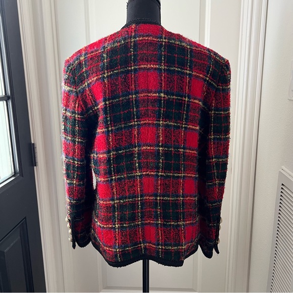 Vintage Women’s Boucle Red Plaid Blazer Size 12 - Picture 6 of 10